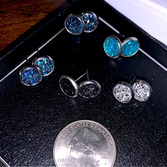 Multicolor Druzy Studs - Set of 5 - NWOT - Picture 6 of 6